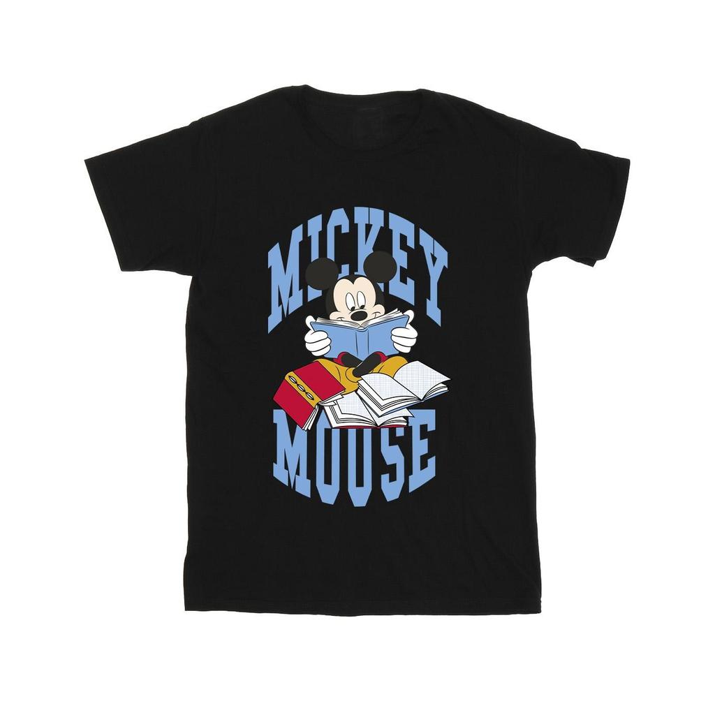 Disney Mens Mickey Mouse Reading Books Cotton T-Shirt