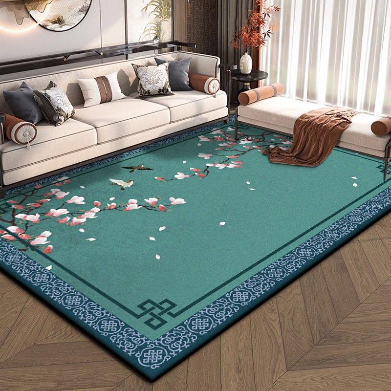 New Chinese Style Large Living Room Carpet Antiskid Room Decoration Aesthetic Lounge Rug Fluffy Study Decoration Mat Easy Clean