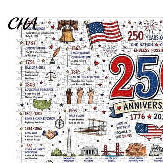 USA Anniversary Puzzle 1000Pcs Patriotic 250th Jigsaw Puzzle, American 1776-2026 Themed Challenge Game, Gift for 4th of July, Independence Day Adults