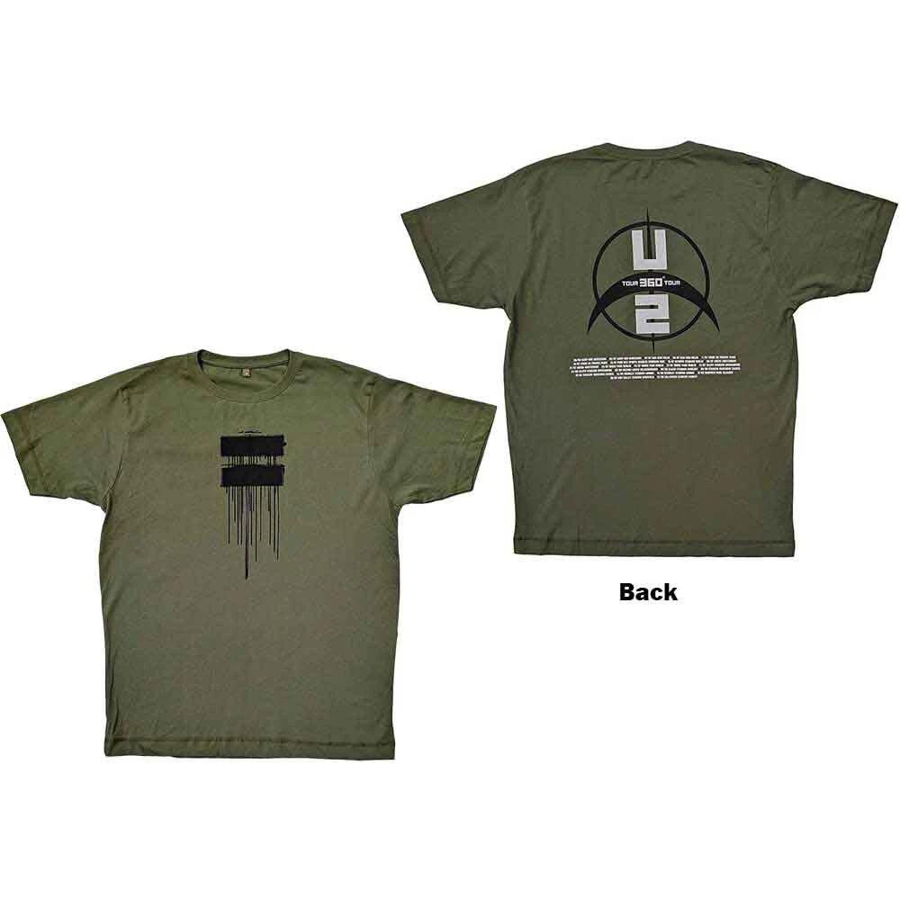 U2 Unisex T-Shirt: 360 Degree Tour 2009 Drip (Back Print & Ex-Tour) (Medium)