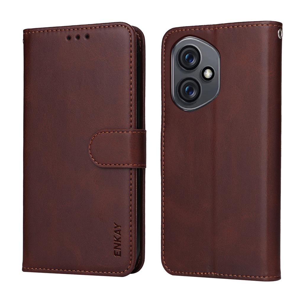 For Honor 400 5G (Global) PU Leather Wallet Case ENKAY HAT PRINCE Phone Stand Cover with Tempered Glass