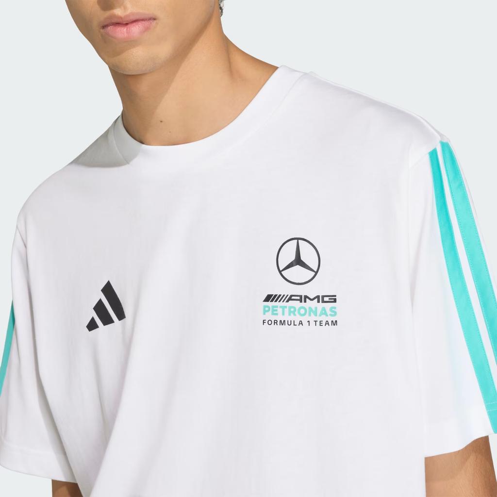 adidas Мужская футболка с принтом логотипа команды Mercedes - AMG, с круглым вырезом, топ KE8162