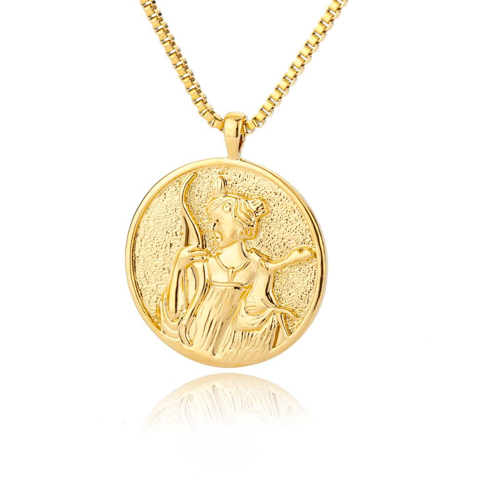Queen Elizabeth gold coin necklace, titanium plated 18K gold, ins women's collarbone chain, creative gold coin accessories