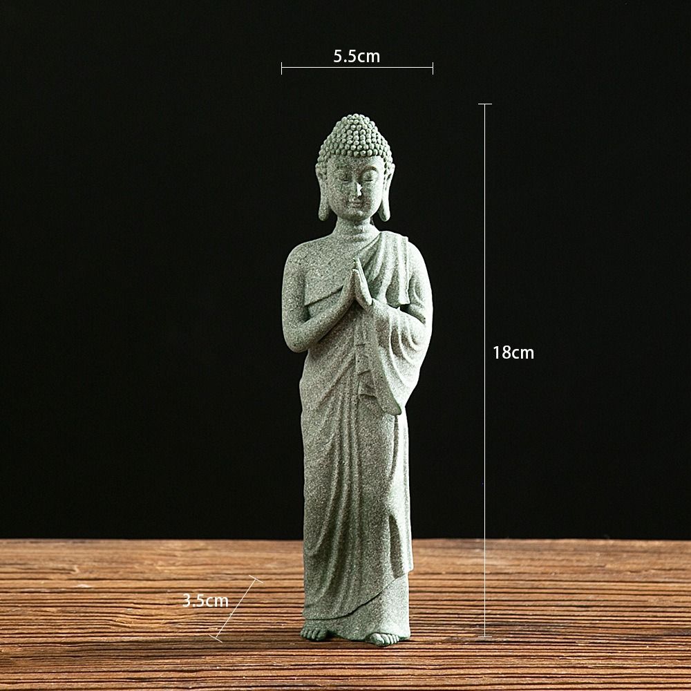 Oriental Culture Sandstone Buddha Green Sandstone Buddhist Ornament Tea Pet   Restaurant