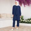 Foulard Collar Women Tunic Pants Double Suit Combine Islamic Muslim Casual Fashion Loose Summer Summer New Season Turkey