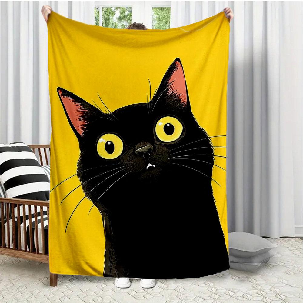 Black Cat Vampire Gothic Flannel printed blanket suitable for all seasons suitable for living room office sofa and travel