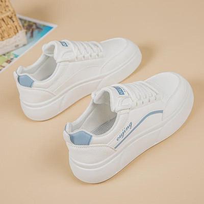 Женские белые кроссовки на толстой подошве 2024 года: Легкая, дышащая, универсальная повседневная обувь в корейском стиле на весну