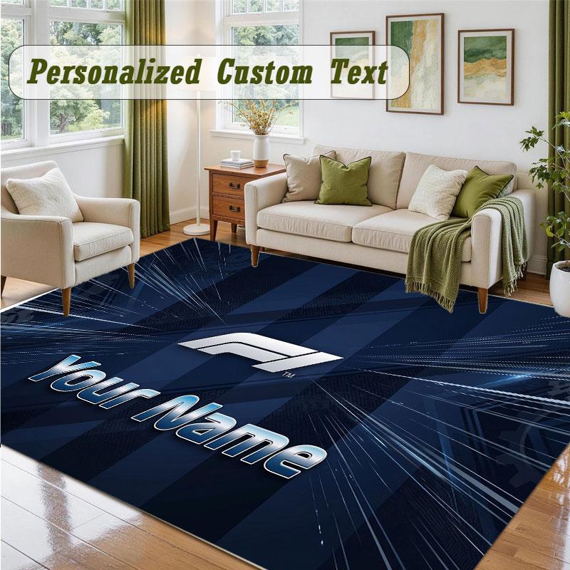 Crystal Velvet Square Rug Custom NameF1 Pattern Non Slip Home Floor Decor Rug