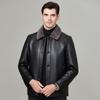 Genuine Leather Jacket for Men with Velvet and Thickened Sheep Fur One-piece Daddy Lapel Leather Jacket
