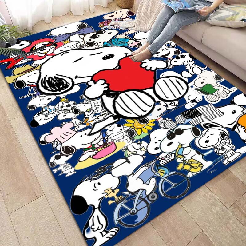 Non-slip area rug for living room with Snoopy cartoon design, soft rug for bedroom, children's playroom, sofa, home decor, doorm