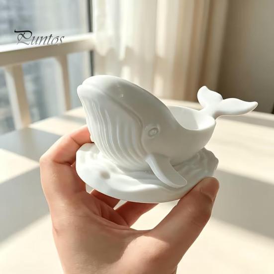 Ocean Themed Desk Organizer Whale Shaped Decorative Storage Bowl, Theme Jewelry Tray for Ring Earring Sturdy Sculpture Container Necklace, Candle