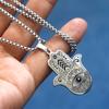 Mens Hamsa Hand Pendant Necklace Evil Eye Fatima Vintage Necklace Good Luck Jewelry