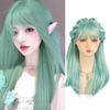 WTB Mint Milk Green Long Straight Synthetic Wig Female Fluffy Light Lolita Milk Green Straight Bangs Long Straight Wig