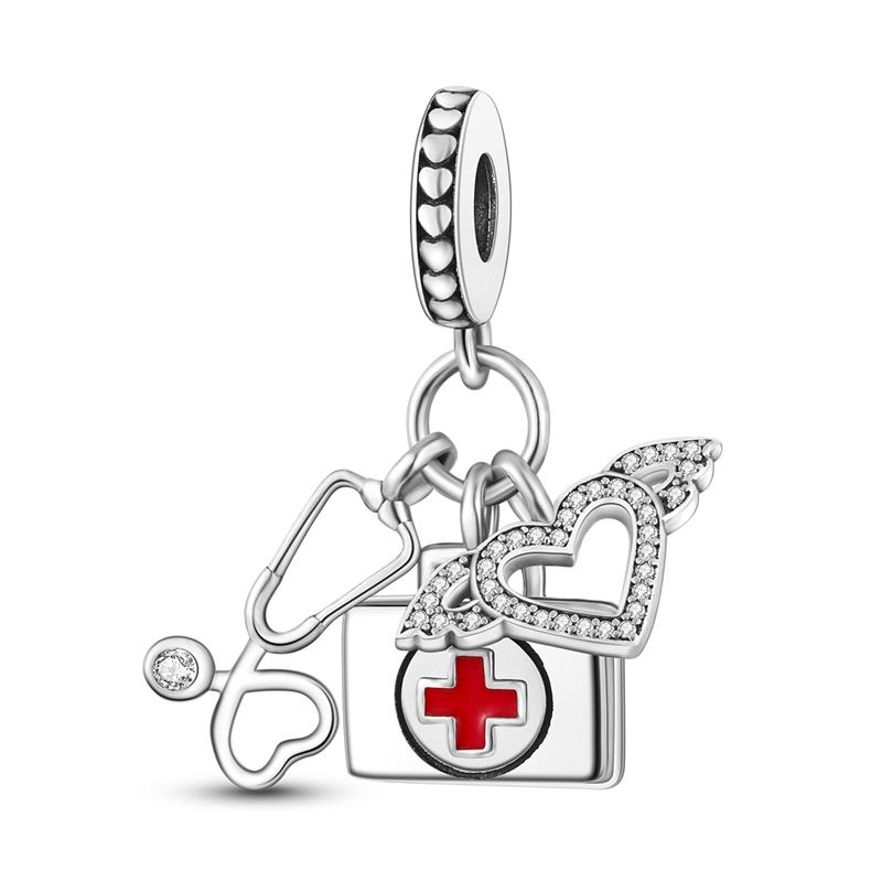 925 Silver Charms Doctor Medical Kit Pendant Nurse Bead Fit Bracelet For Women DIY Jewelry Gift