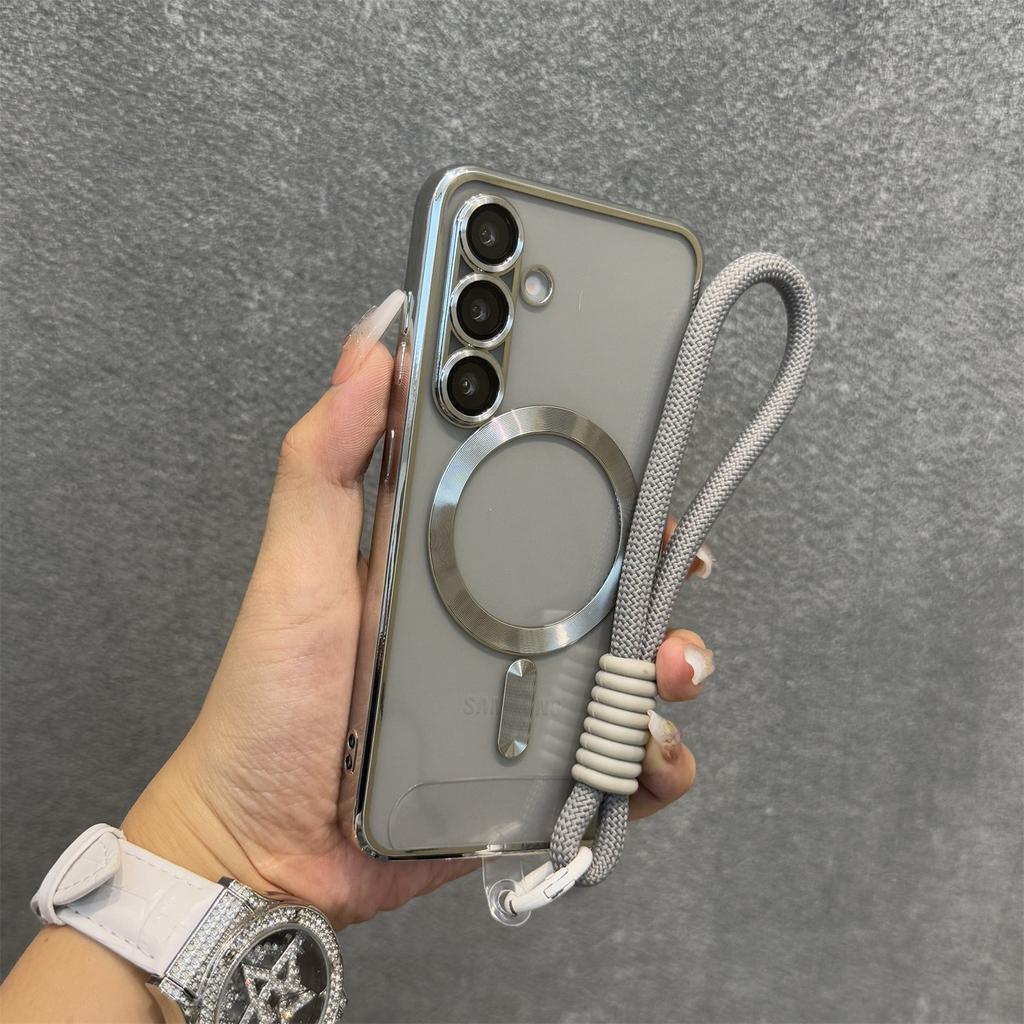 Для Magsafe Ремешок на запястье Мягкий чехол для Samsung Galaxy S24 S25 S26 Ultra S22 S21 Plus S23 FE Шнурок Пленка на объектив Магнитная крышка