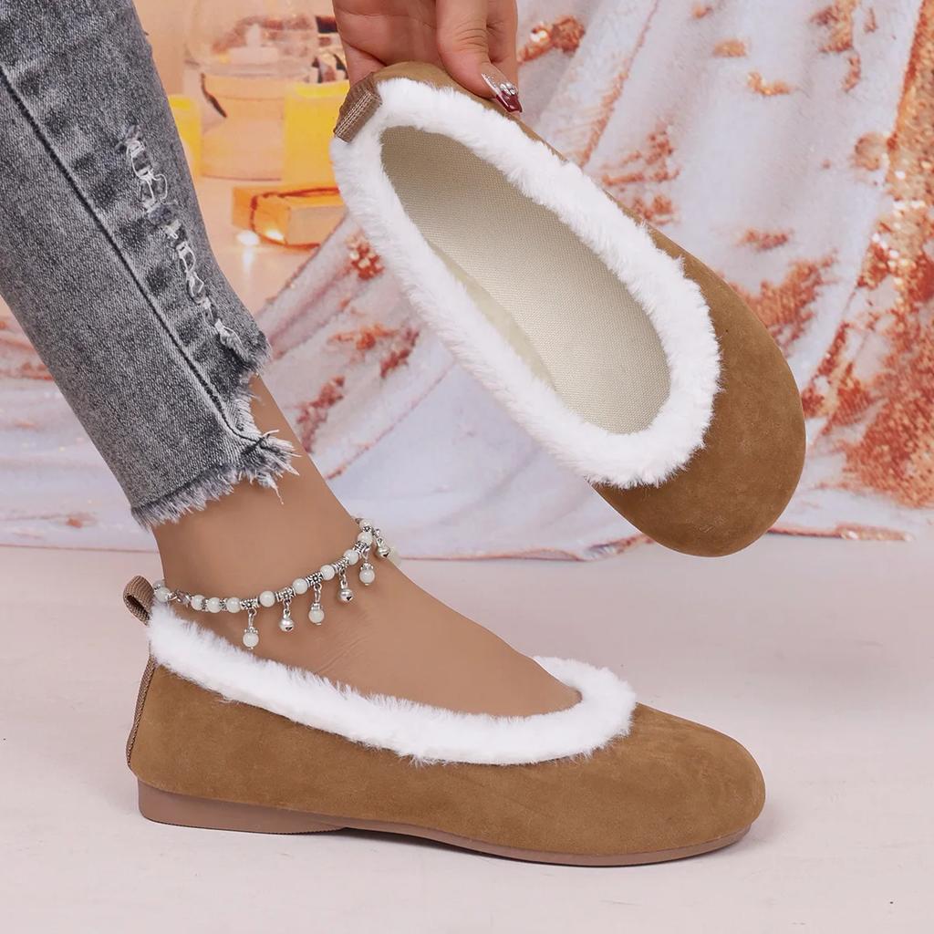 Shoes for Women Winter Fashion Women Plush Warm Comfort Non-slip Flats Cotton Shoes Loafers Plus Size 36-43 Women Short Boots