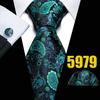 Mens Fashion Neckties Teal Silk Tie Pocket Square Cufflinks Blue&Green Formal Casual Ties