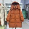 FASHION2024 Зимняя новая куртка со съемным капюшоном средней и длинной длины большого размера с белым утиным пухом, ветрозащитная утолщенная куртка-пуховик женская одежда
