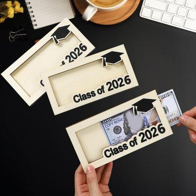Wooden Graduation Money Holder Class of 2026 Congrats Grad Cash Frame