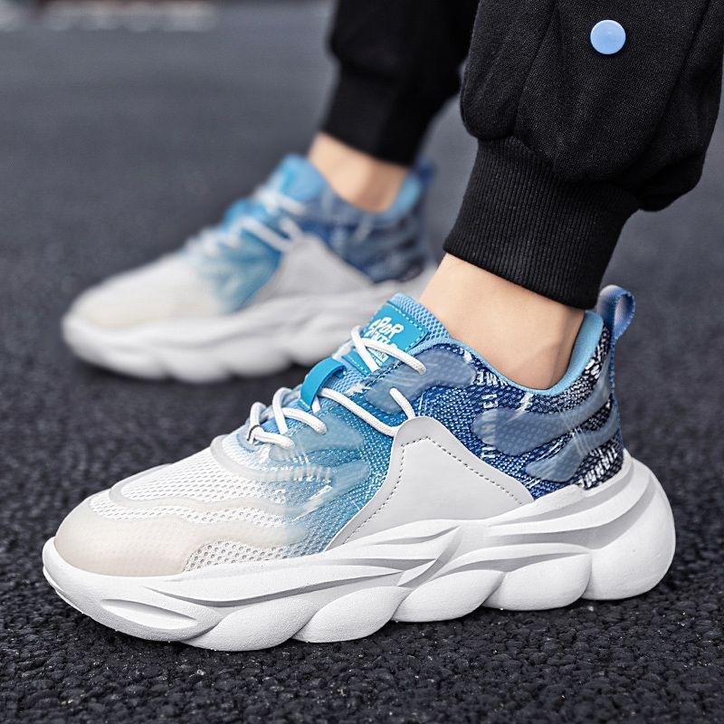 Мужская обувь Новая Весна Повседневная Бег Спорт Дышащая Легкая Толстая Подошва Увеличение Тренд Папины Кроссовки
