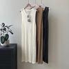 Outward Hollow Top Vest Skirt Women's Summer Slit Sleeveless Dress Mid Length Knitted Top