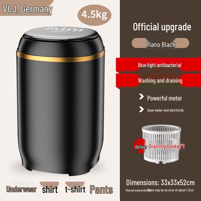 Компактная полуавтоматическая мини-стиральная машина с синим светом и функцией отжима