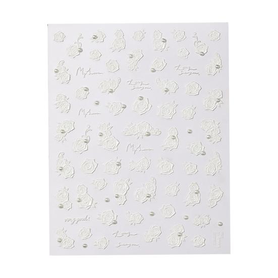 Наклейка на ногти Rose с французским искусственным жемчугом в стиле арт-стиль, самоклеящаяся ПВХ, водонепроницаемая, сделай сам, съемная, рельефная