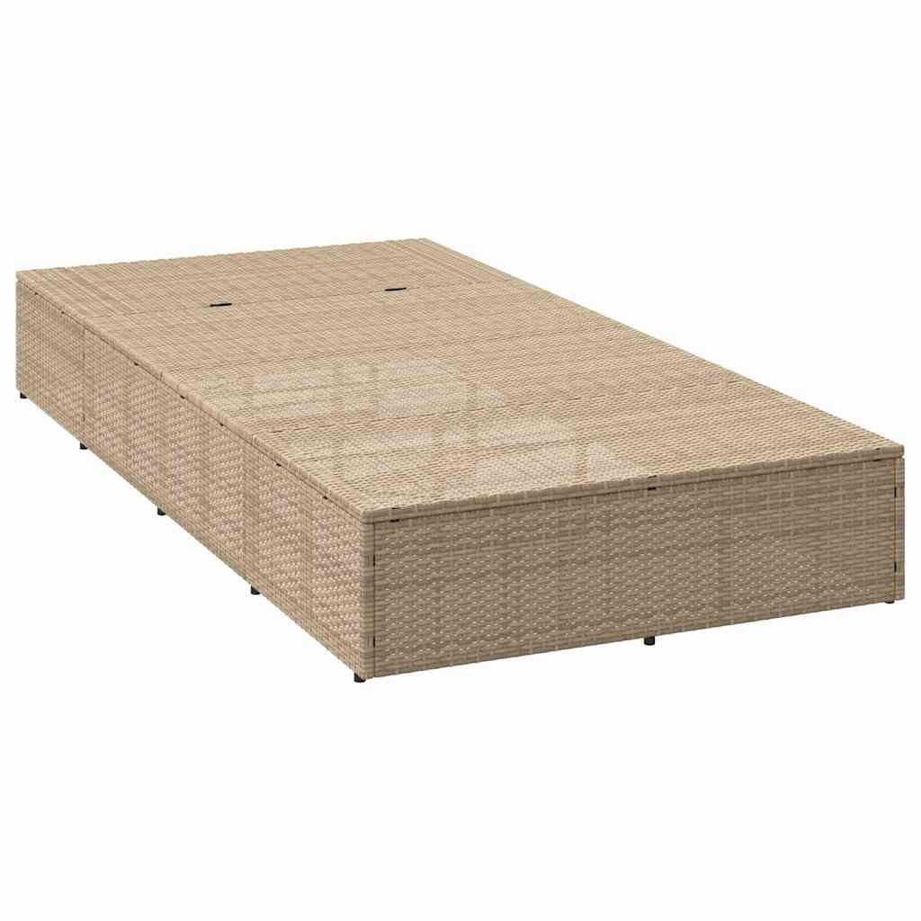 Sun Lounger with Floating Cushion Beige Poly Rattan