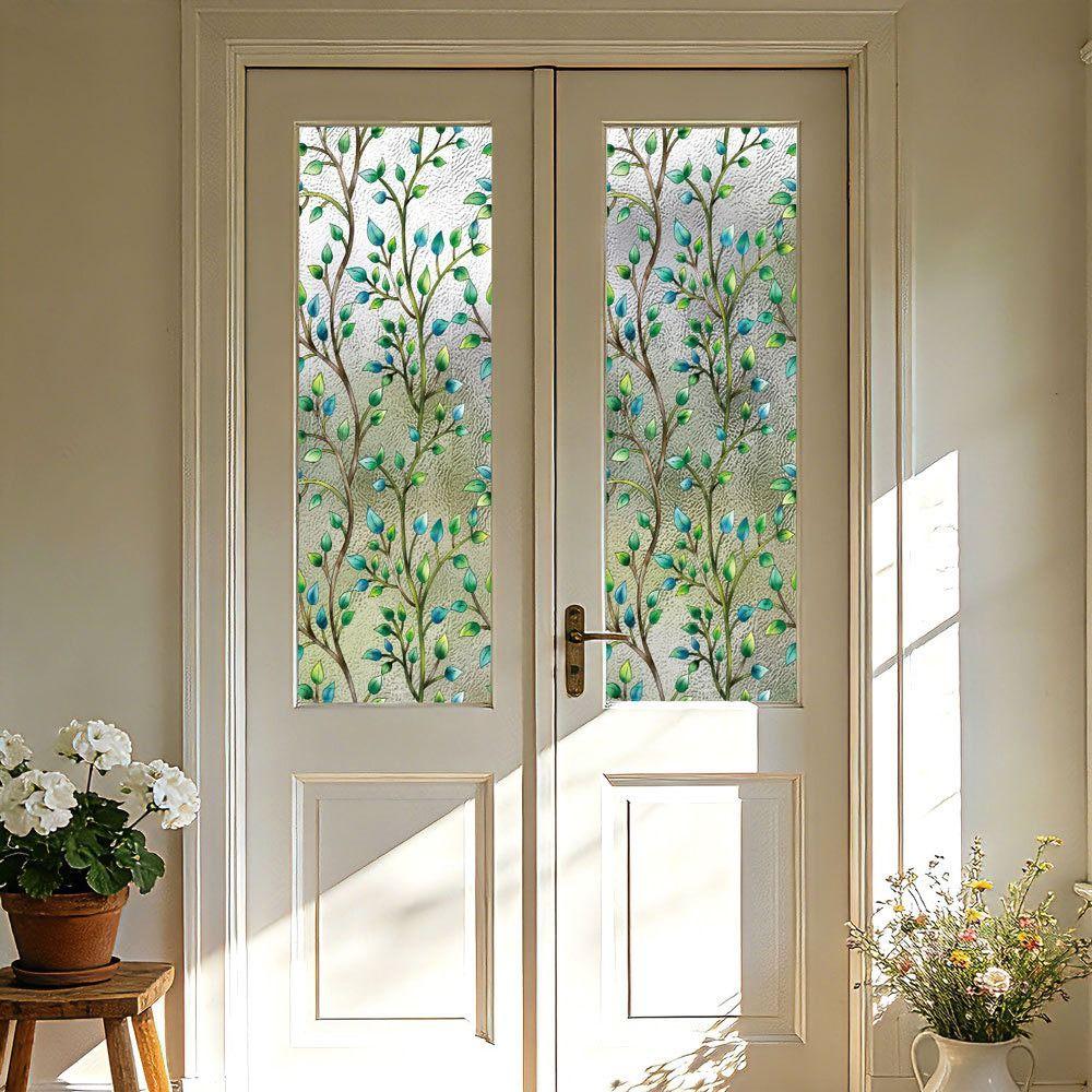 Multicolor Static Window Sticker Electrostatic 43cm*100cm Sun Catcher Decals Double-sides Flower Design Rainbow Film