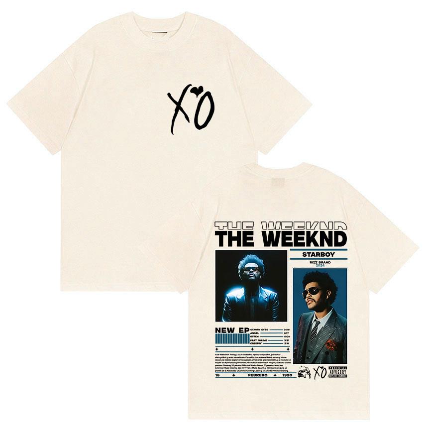 Рэпер THE WEEKND STARBOY XO Тур 2026 Ретро Графические Футболки Мужская Мода Хип-Хоп Оверсайз Хлопковая Футболка Мужчина Фанаты Уличная Одежда