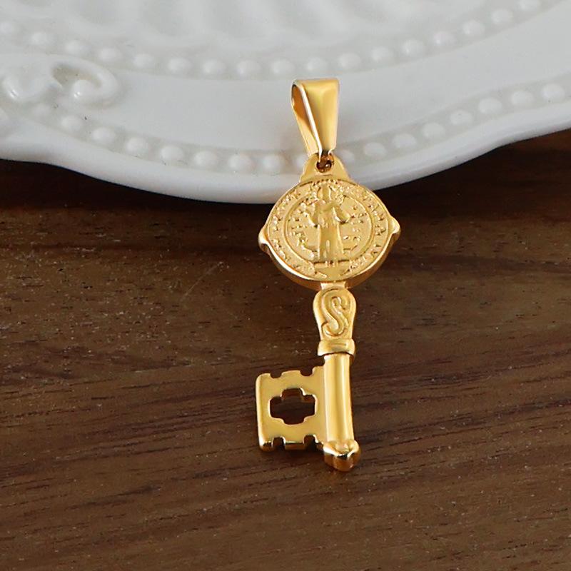 Yori 2Pcs Stainless Steel Key Heart Anchor Cross Pendant Vacuum Electroplating 18K Gold Color Preserving in Furnace