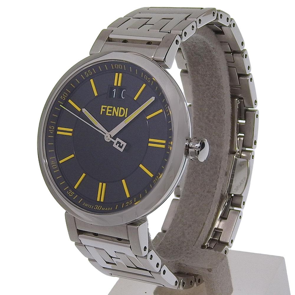 FENDI Forever Date Watches blackDial Stainless Steel Quartz Analog display mens Used