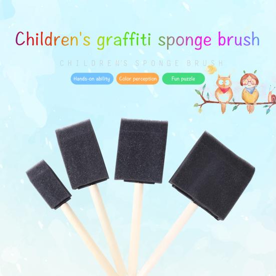 40 шт., губка, кисть, деревянная ручка, поделки своими руками, детские граффити, окрашивание, детализация, кисть для рисования, инструменты для рисования, принадлежности