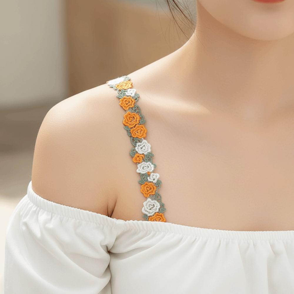 Adjustable Floral Bra Straps with Lace Trim Flower Lingerie Strap Fashion Underwear Strap  Women