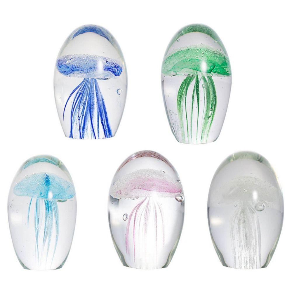 Crystal Jellyfish Figurines Souvenir Gifts Glass Craft Jellyfish Sculpture  Table Top Decor