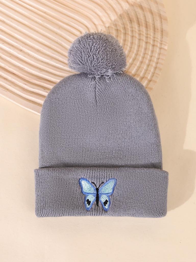 In Autumn And Winter, Butterfly-Printed Knitted Caps, Pullovers, And Hot-Selling Wool Caps For Traveling And Keeping Warm