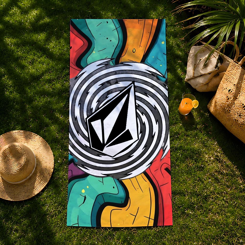 Бренд V-Volcom Полотенце пляжное, быстросохнущее впитывающее банное полотенце для плавания, спортзала, кемпинга, отдыха на природе