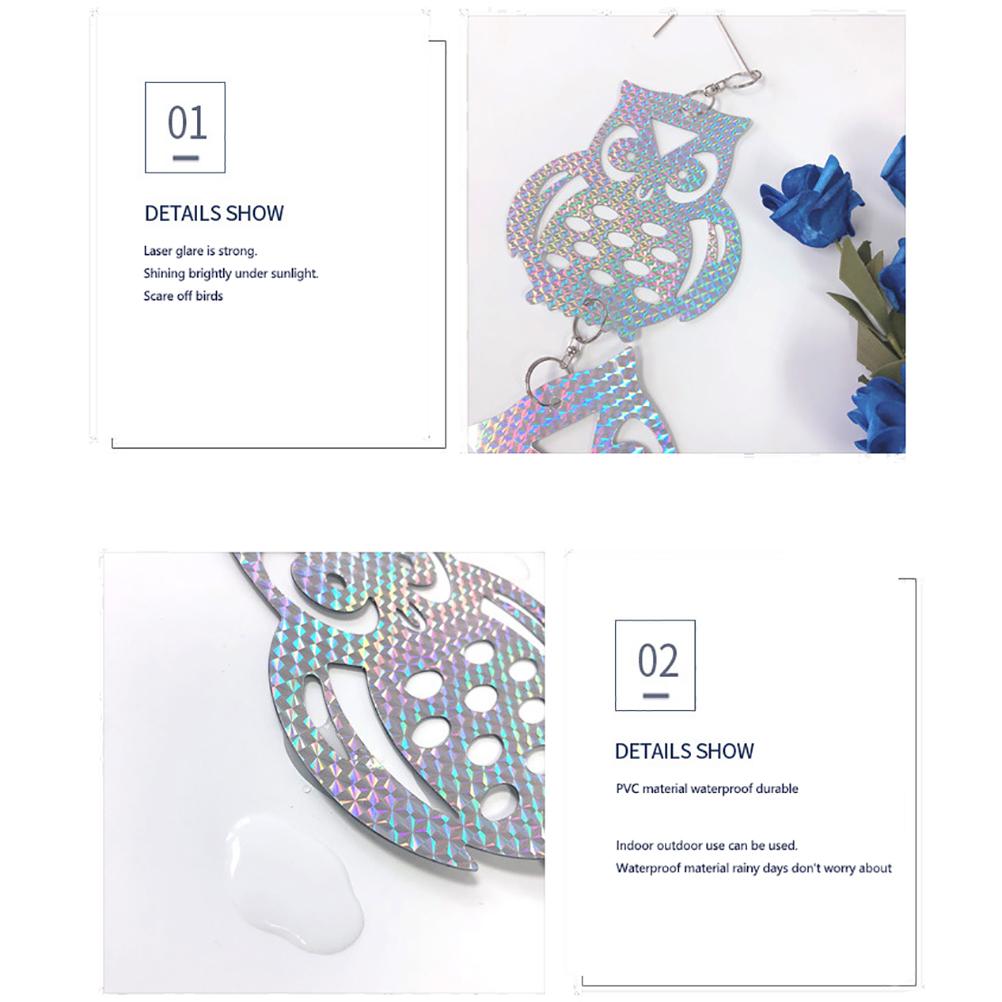 Reflective Owl Scarecrow Bird Repellent Hanging Anti Bird Tool with Bell for Plants Gardens