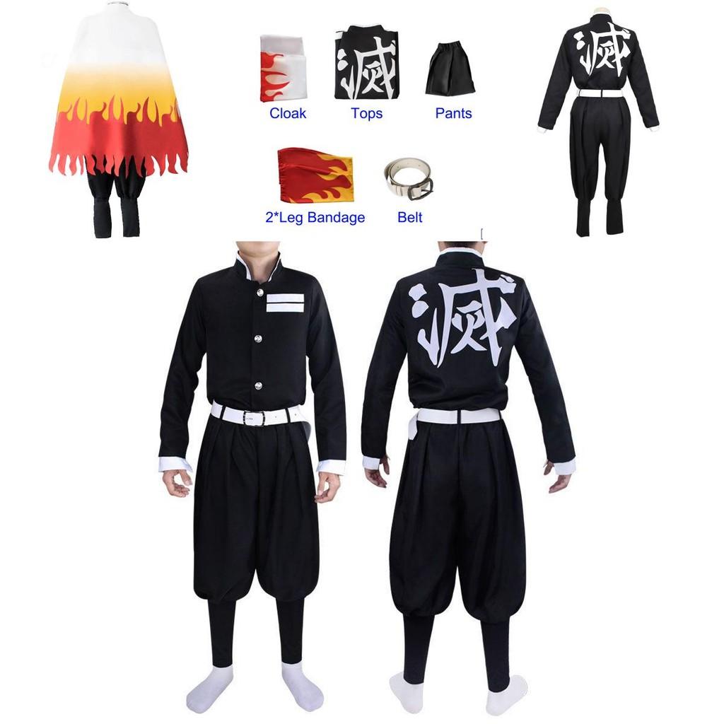 High-quality Demon Slayer Kimetsu No Yaiba Rengoku Kyoujurou Cosplay Costume Kimono Robe Suit Perfect For Halloween And Parties