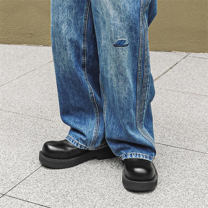 Туфли дерби на платформе с круглым носком, удобные, с большим носком, мужские туфли, обувь для локомотива, для ночного клуба, красивые, парикмахерские, мужские туфли 57322-J