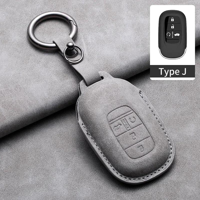 Leather Cover Protector Holder Car Remote Key Case Fob for Honda Civic Accord HR-V CR-V CRV 2 3 4 Buttons Keychain Accessories