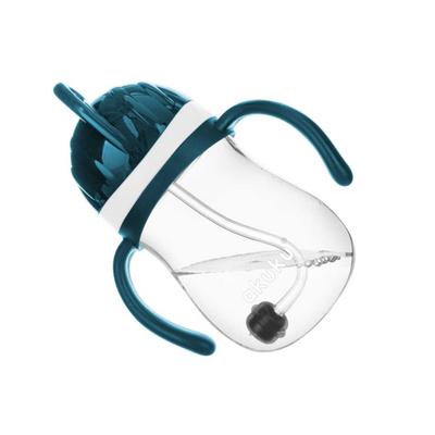 Innovative Water Bottle with Weighted Straw Blue/Grey Non-Spill Cup 280ml