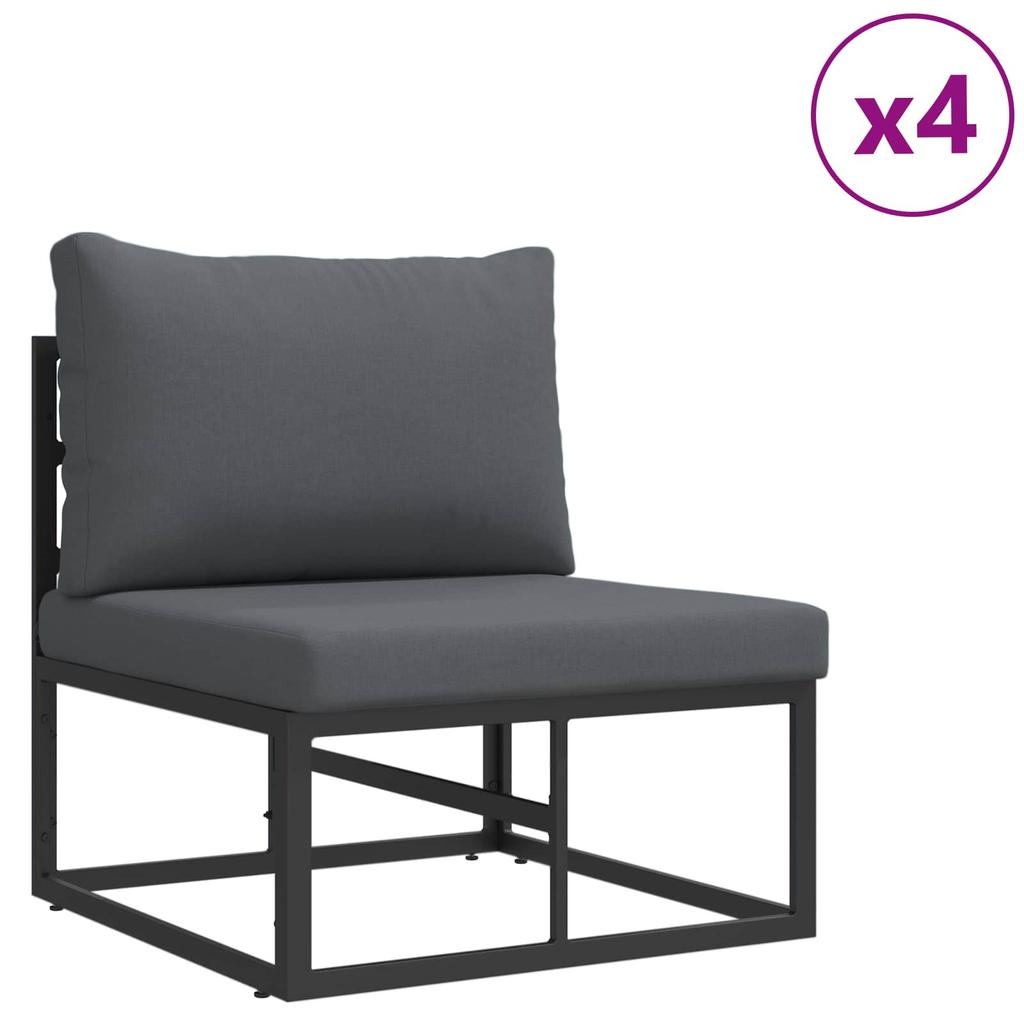 7 Piece Garden Sofa Set with Cushions Black Aluminum
