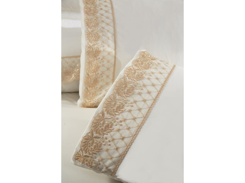 Комплект пододеяльников Suzan 6шт, пододеяльник 200x220, простыня 240x260 жаккардовая ткань, полный размер, двойной размер Cream Cappucino