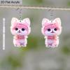 2D Flat Pink Cat Earrings Cute Cat Pattern Acrylic Dangling Earrings Pet Lover Accessories Gift