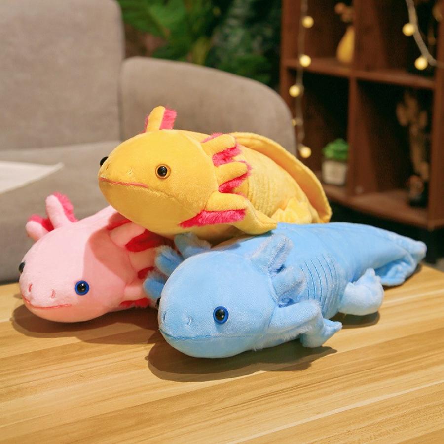 45cm Kawaii Colorful Newt Plush Toy Stuffed Cute Axolotl Salamander Fuzzy Plush Fish Appeasing Long Pillow Cushion Children Gift Idea