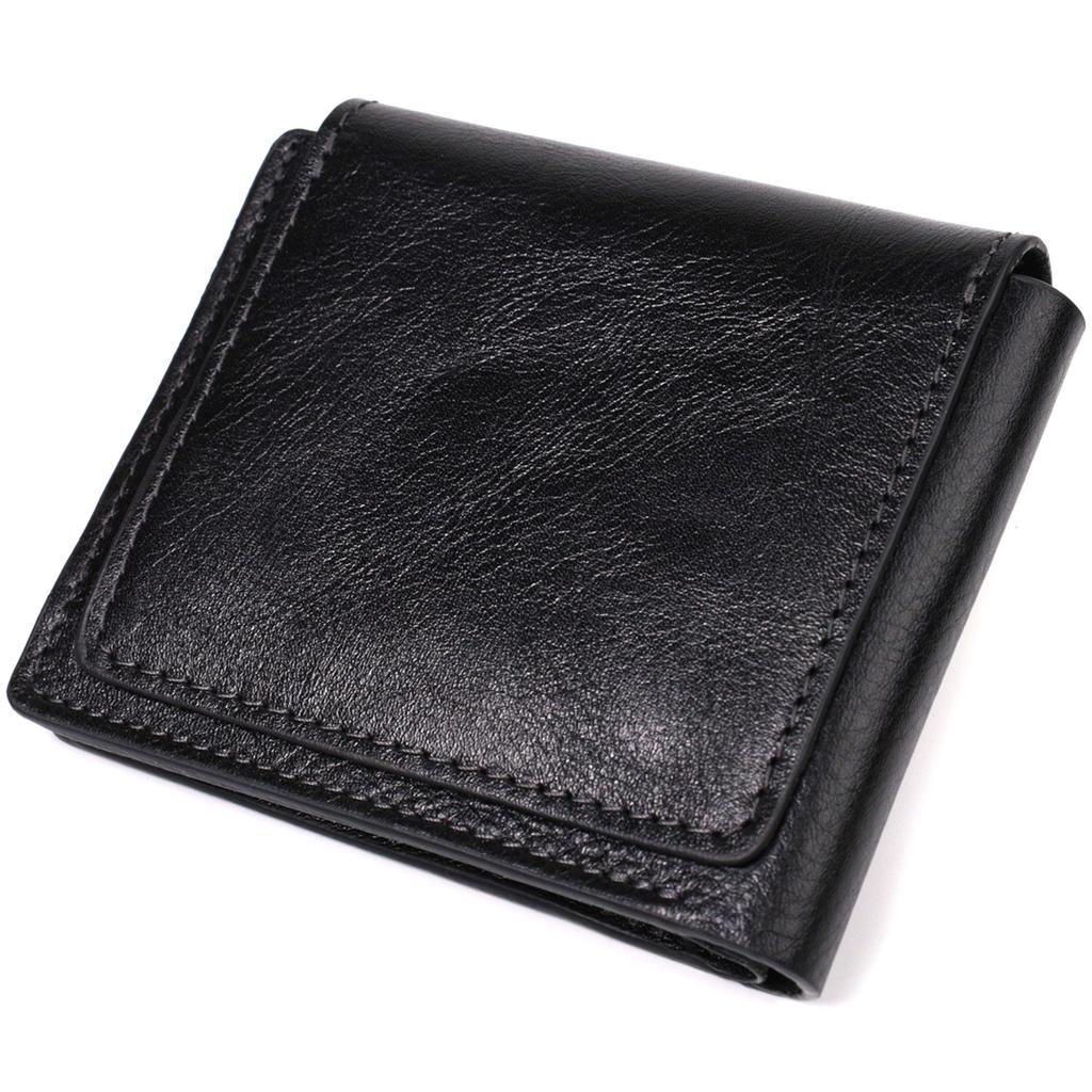 Unisex Wallet with Coin Holder Made of Glossy Genuine Leather GRANDE PELLE Wallet 16806 Black