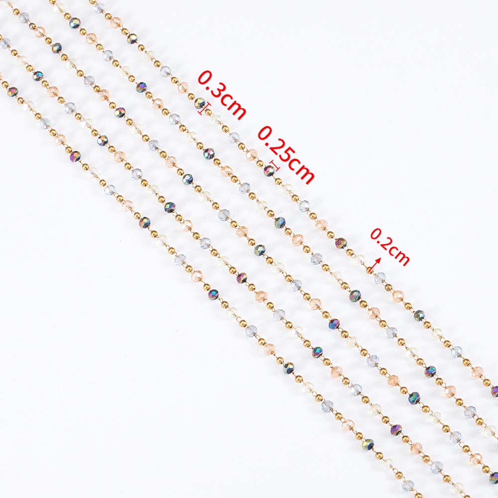 1M Stainless Steel Pink Ball Beads Beaded Chain 4.5mm Glass Crystal Link Chains for DIY Bracelet Necklace Jewelry Making Supply