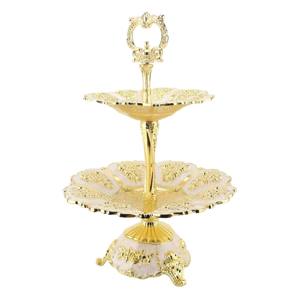 Cup Cake Tower Stand 2 Tier Alloy Elegant Tiered Cake Display Holder Serving Tray Silver White