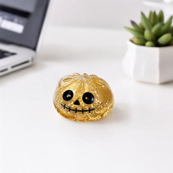 Cute Skull And Pumpkin Toys Halloween Glitter Squeeze Stress Ball, TPR Slow Rising Fidget Toy, Ball Ghost Eyeball Dumpling Decompression Gift for Kids